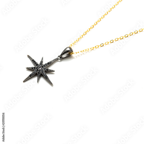 Gold Chain Black Star Pendent Necklace