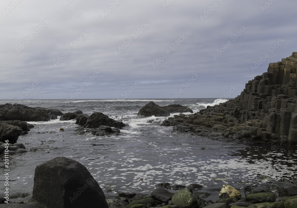 The Giant's Causeway Coastline in Northern Ireland, Atlantic Ocean Coast