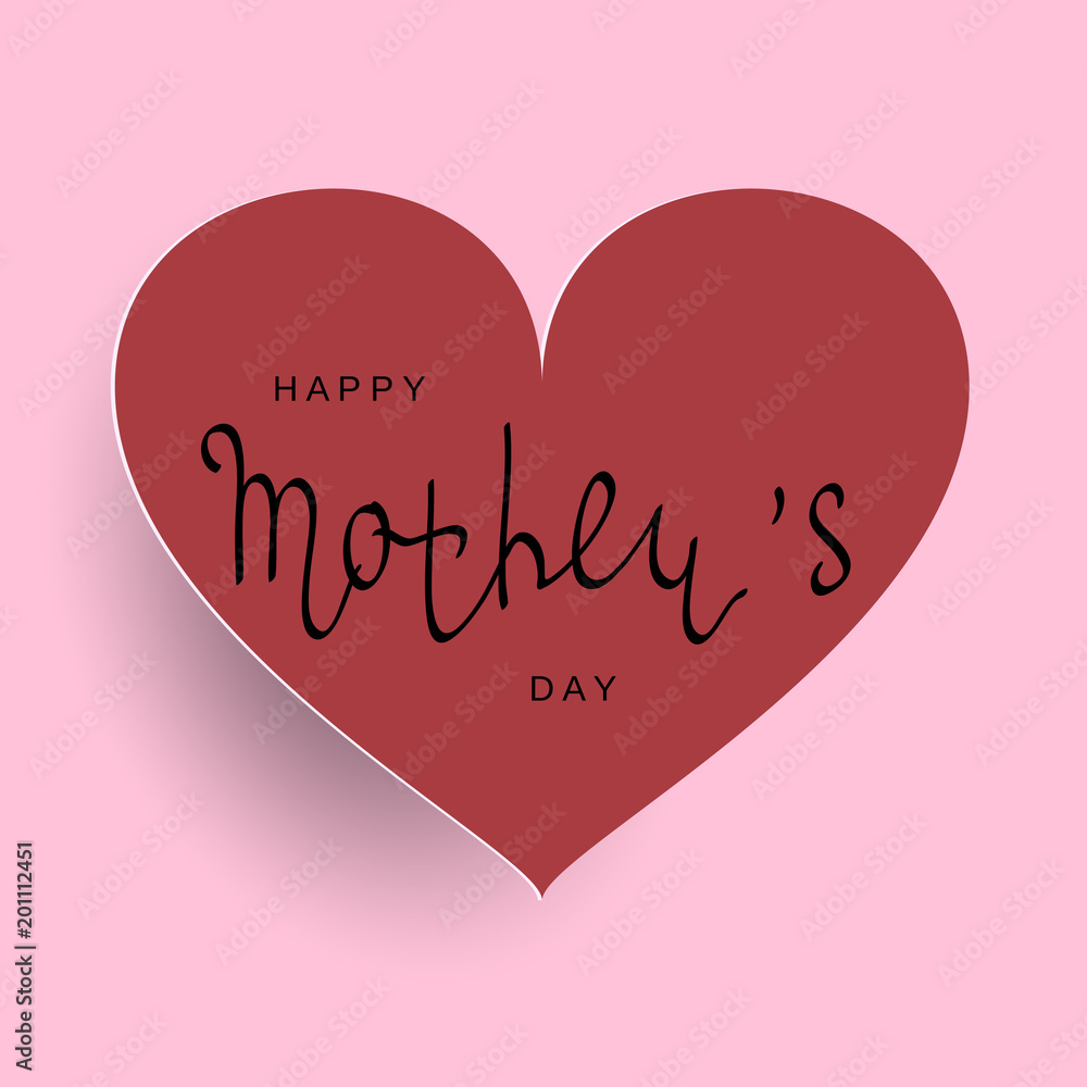 An inscription on the heart of a happy mother. Vector illustration.