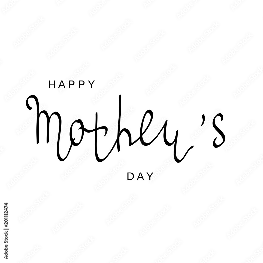 Happy Mother's Day Greeting Card. Black Calligraphy Inscription. Happy Mother's Day Greeting Card. Black Calligraphy Inscription.