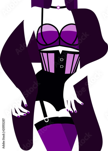 Woman in sexy underwear. Vector illustration.