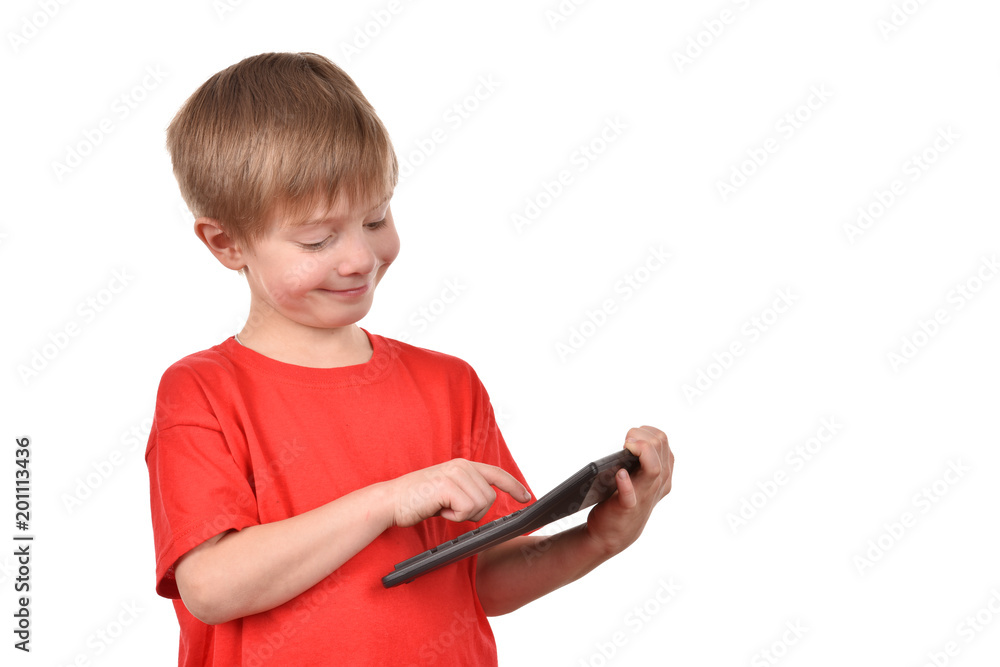 Boy with a calculator. A teenager is learning to count. Boy with a calculator. A teenager is learning to count.