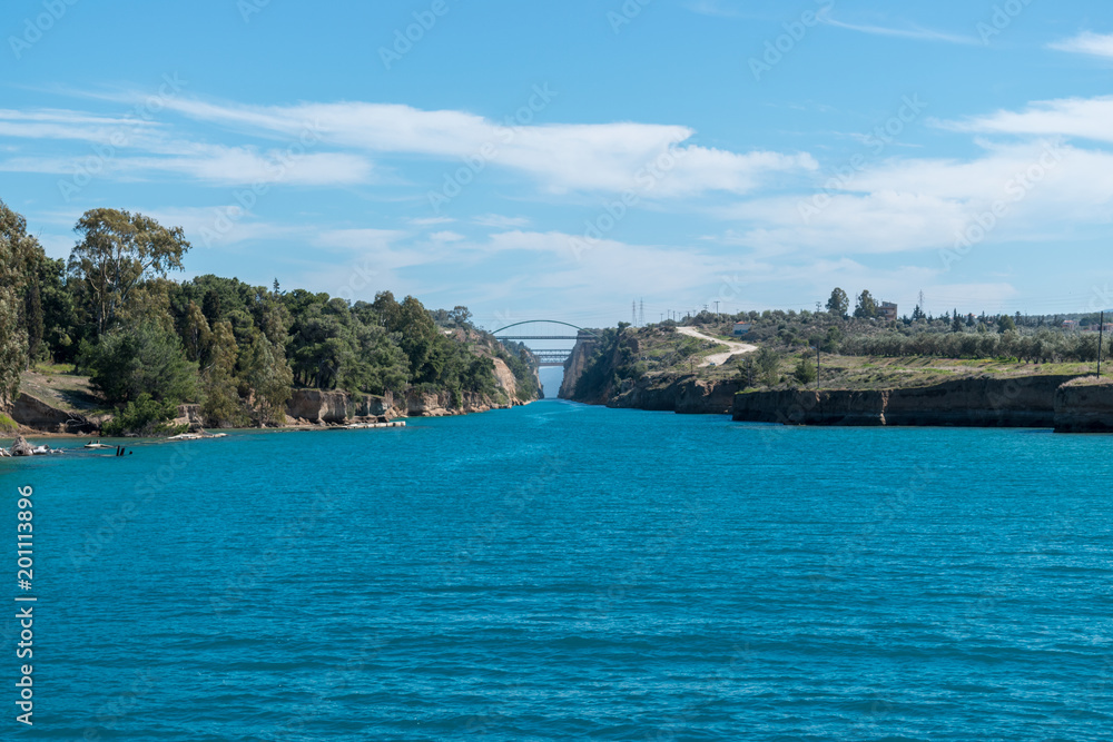 The entrance to the Corinth Canal from Ionian Sea