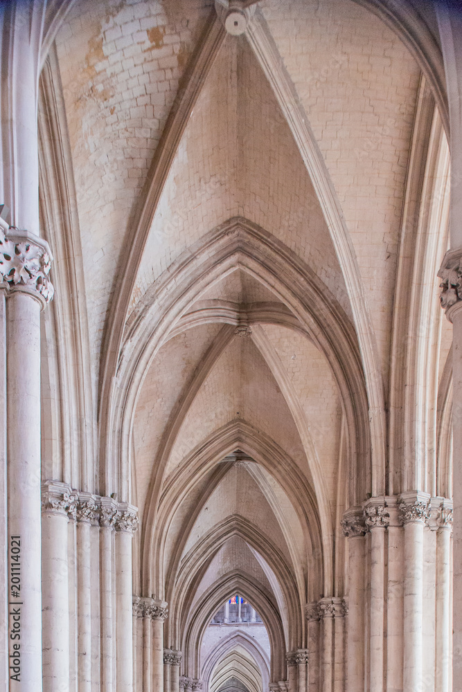 Archway in the gothic cathedral, France