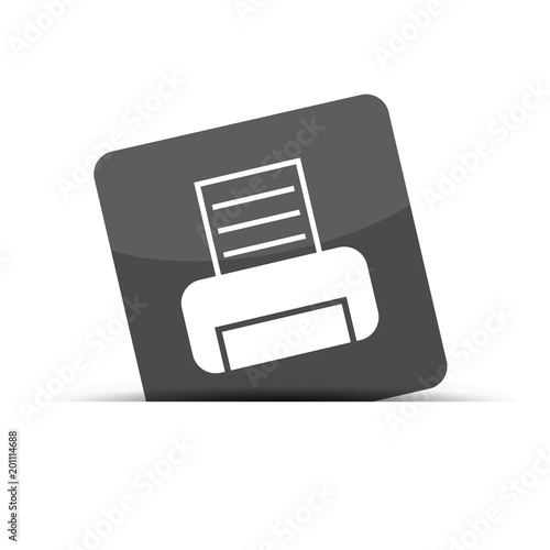 Printer - Cut Square Icon - Vector Illustration - Isolated On White Background