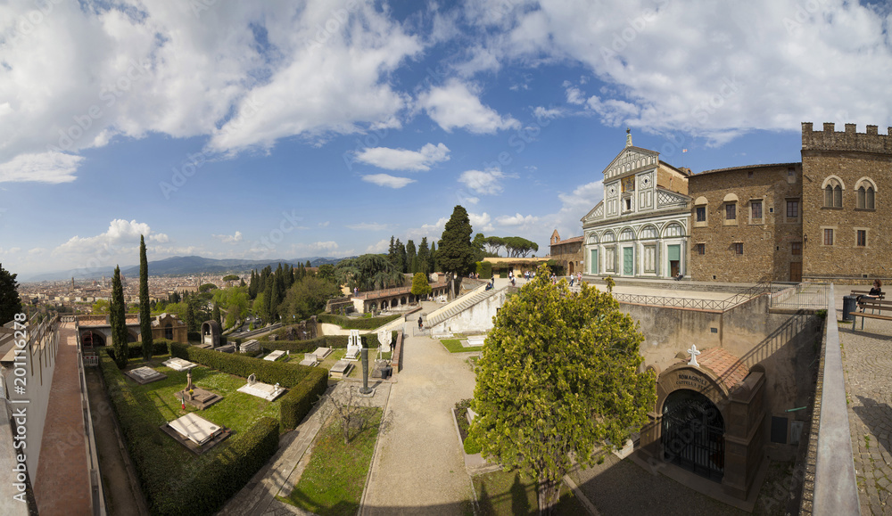 Fototapeta premium Italia, Toscana,Firenze, la chesa di San Miniato e il cimitero monumentale.