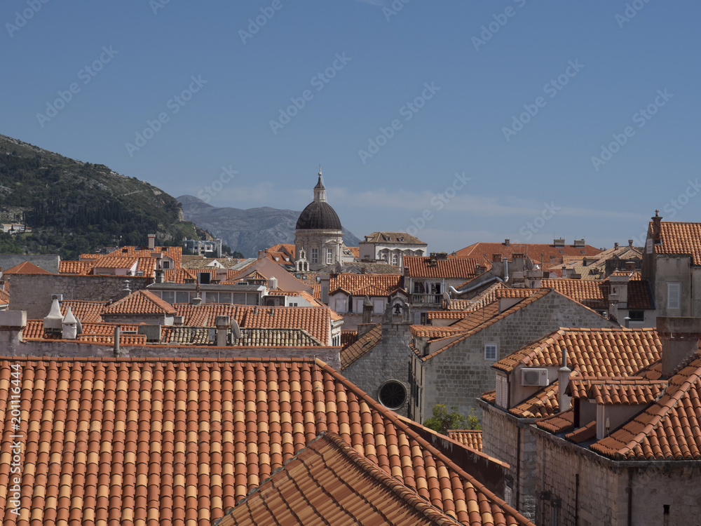 Toits et Vieille Ville de Dubrovnik, Dalmatie, Croatie