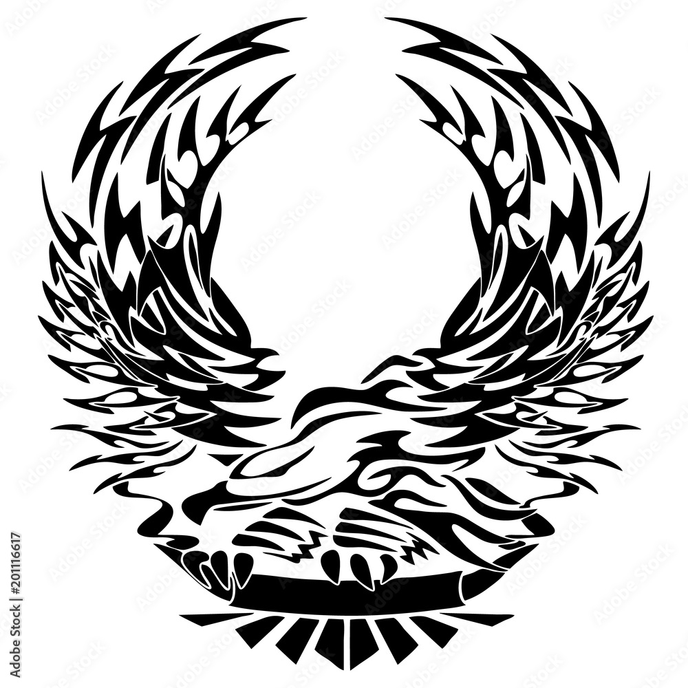 Naklejka premium Tribal Eagle with Banner Vector Illustration