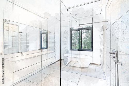 Illustration sketch of a Bathroom