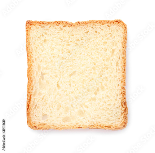 Slice of toast bread on white background