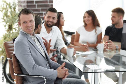 boss and business team on meeting in office