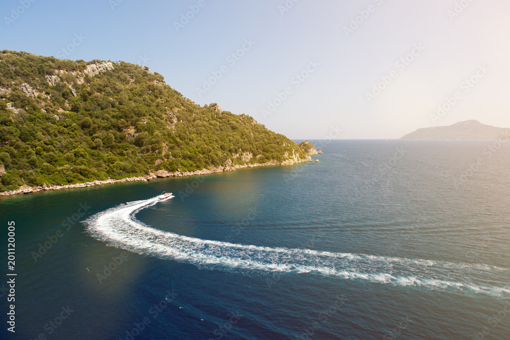 beautiful scenery of the mountains in the sea