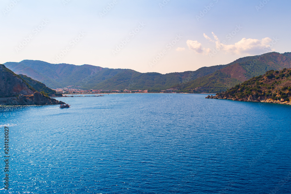 beautiful scenery of the mountains in the sea