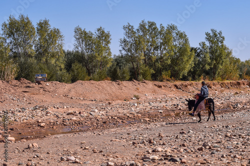 Entrada a La Kasbah Ait Ben Haddou Niño montando burro Marruecos 