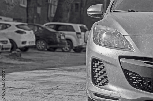 Autoparking in the courtyard of the house photo