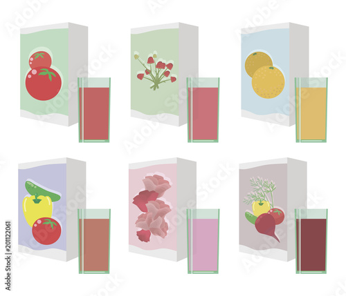 colorful bright colorful juice with glass glasses berry vegetable isolated on white background objects vector illustration