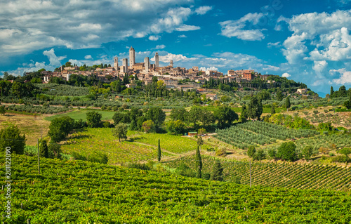 Beautiful view of the medieval town of San Gimignano, Tuscany, Italy