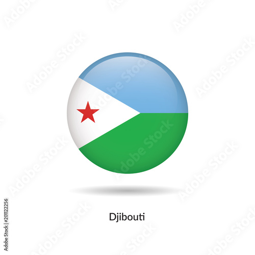 Djibouti flag - round glossy button. Vector Illustration. Free Download Djibouti flag - round glossy button. Vector Illustration. - GFXLoad