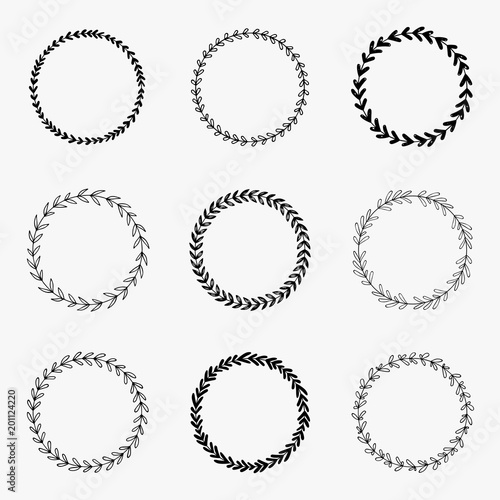 Set of hand drawn vector wreaths. Design elements for cards, quotes, invitations and posters