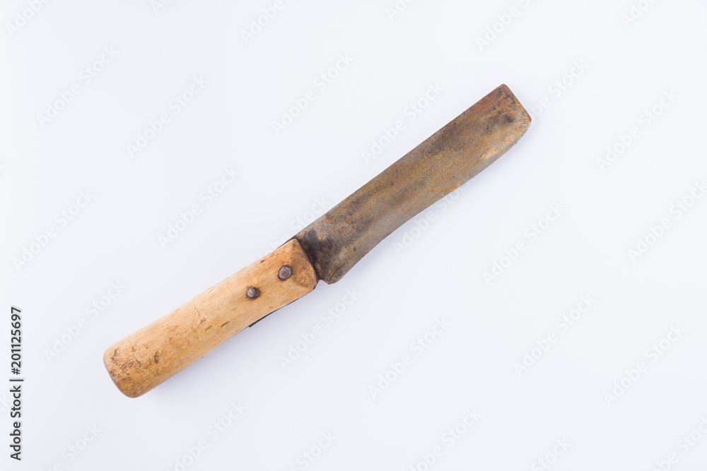 broken old knife with wooden handle on white background with wooden handle on white background broken old knife with wooden handle on white background with wooden handle on white background