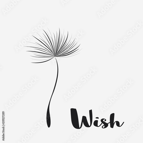 Dandelion vector. Wish. Simple minimalist style.