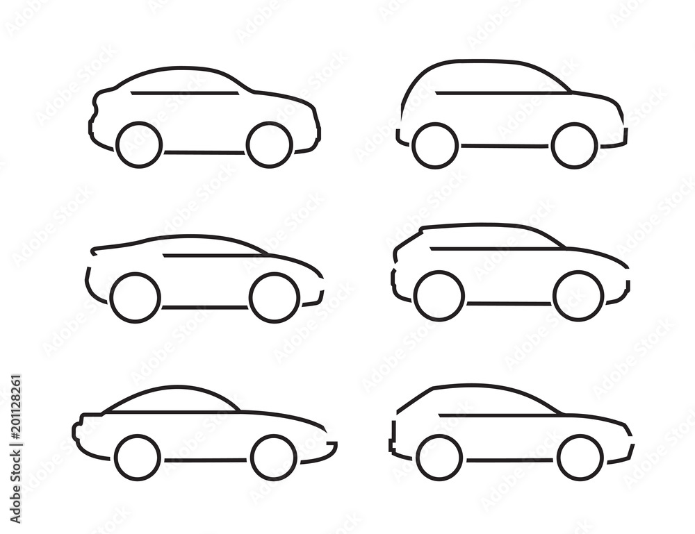 Set of black cars icons - Illustration stock vector