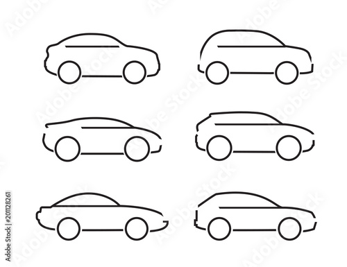 Set of black cars icons - Illustration stock vector