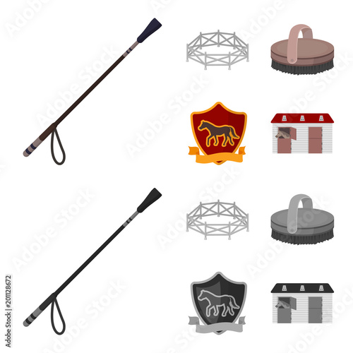 Aviary, whip, emblem, hippodrome .Hippodrome and horse set collection icons in cartoon,monochrome style vector symbol stock illustration web.