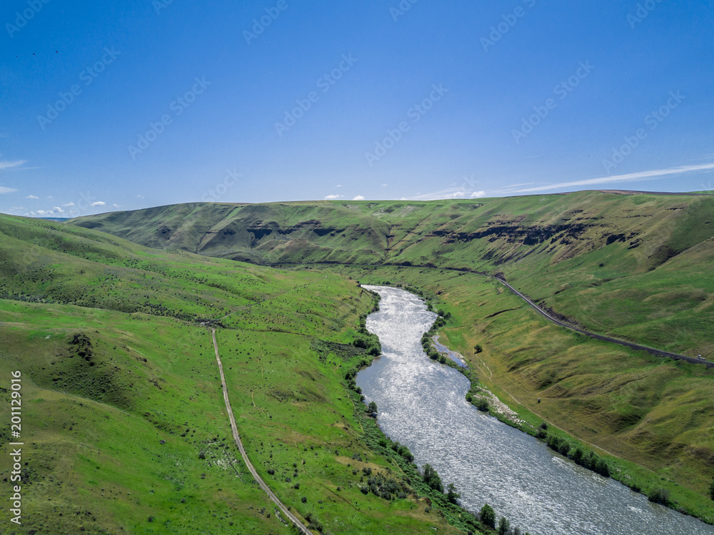 Aerial view of the Deschutes River, Oregon during Spring Aerial view of the Deschutes River, Oregon during Spring