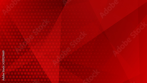 Abstract background of lines, polygons and halftone dots in red colors