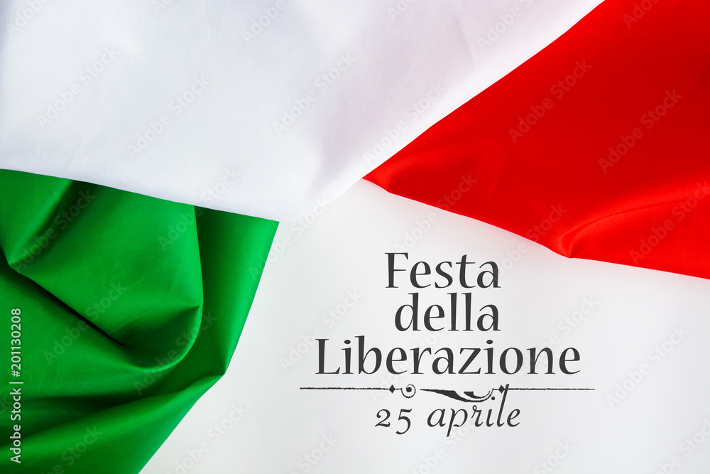 Naklejka premium April 25 Liberation Day Text in italian card, italy flag 