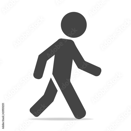 Vector icon of a walking pedestrian. Illustration of a walking man on a gray background