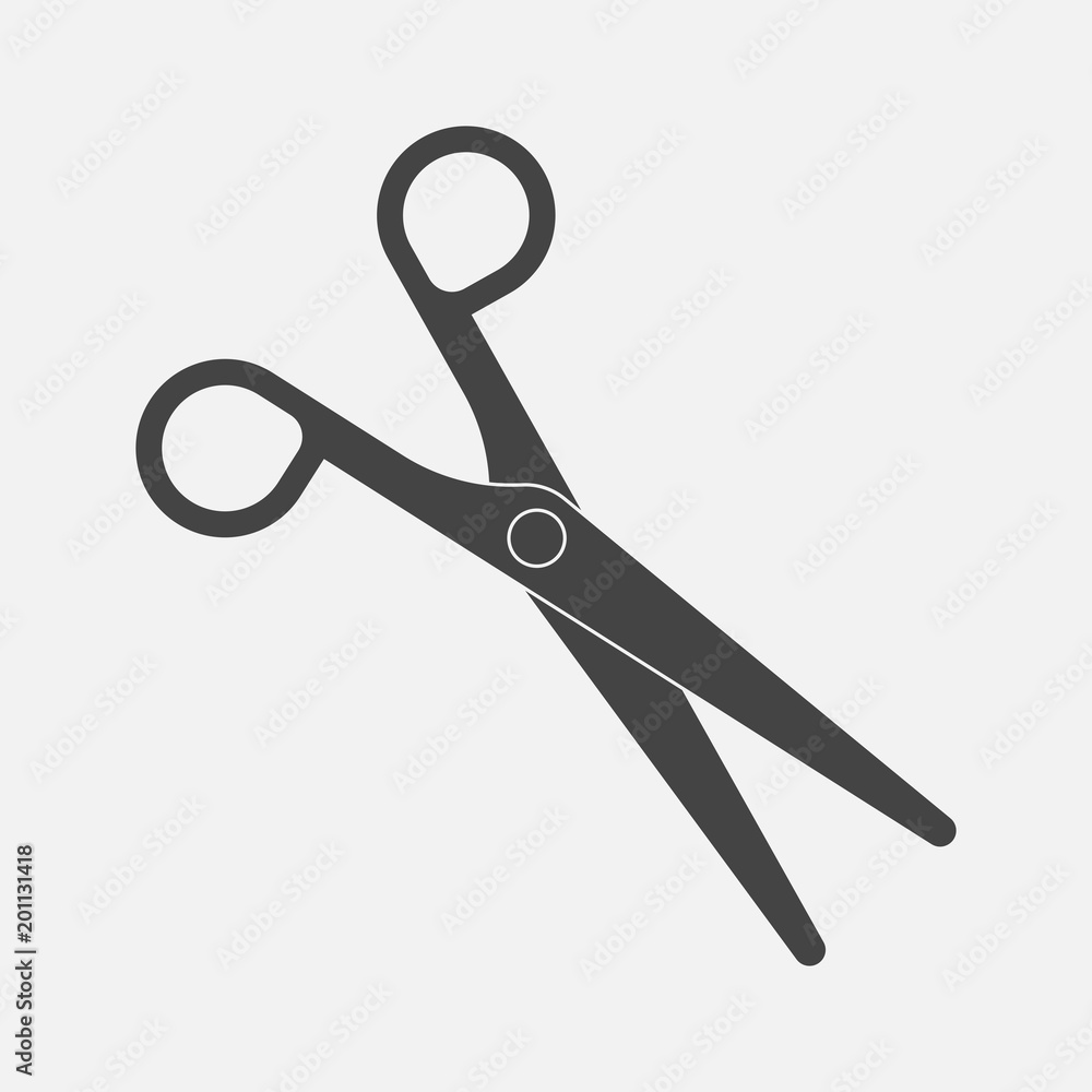Vector scissors icon on gray background Vector scissors icon on gray background