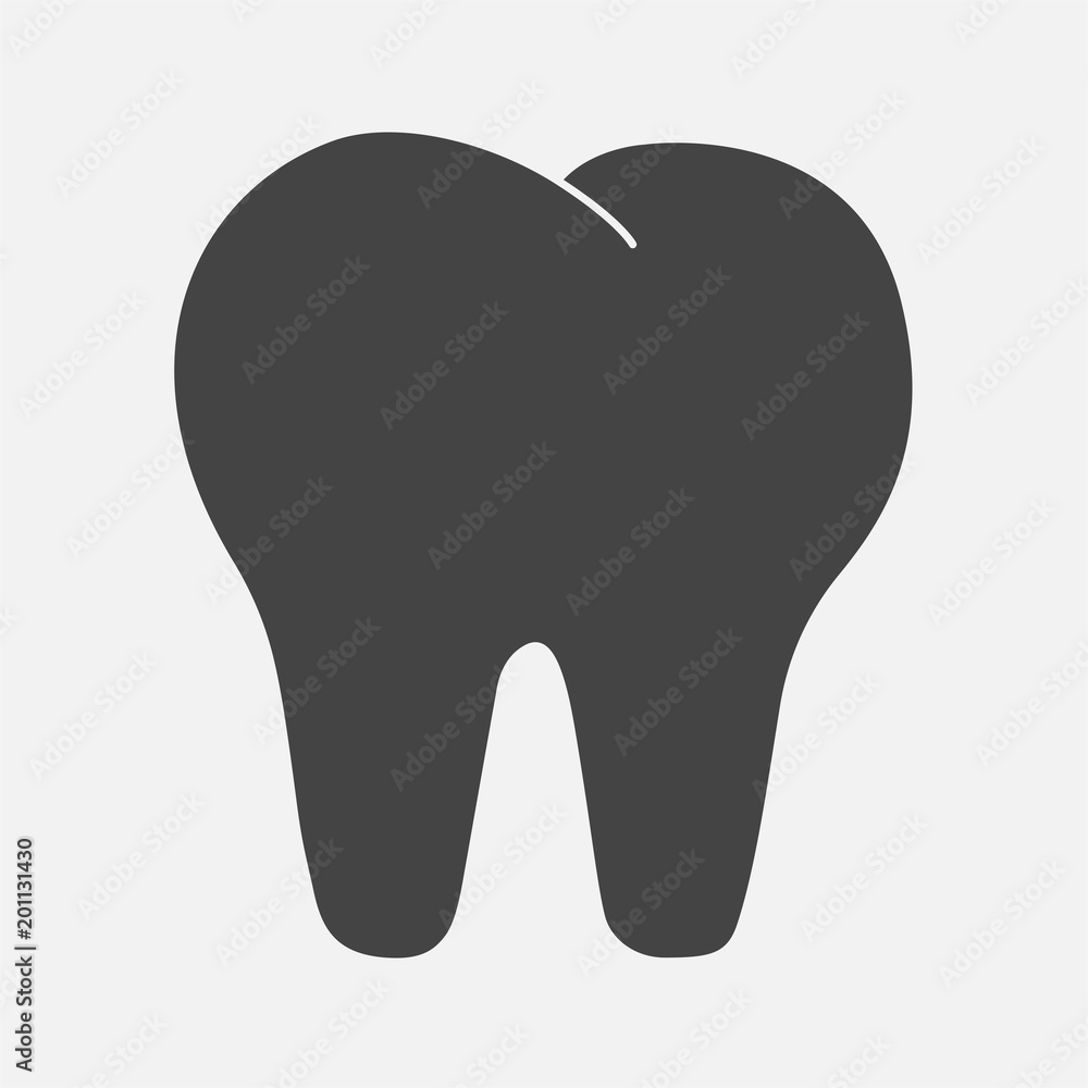 Vector tooth icon. Dentistry illustration on gray background Vector tooth icon. Dentistry illustration on gray background