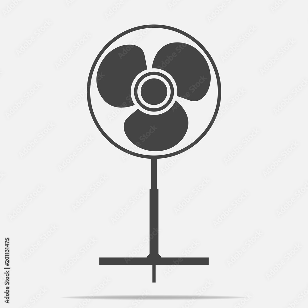 Vector icon of a floor fan on a gray background Vector icon of a floor fan on a gray background