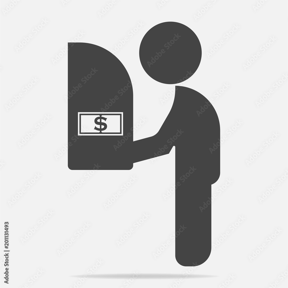 Vector icon of cash from the ATM. Business flat icon Vector icon of cash from the ATM. Business flat icon