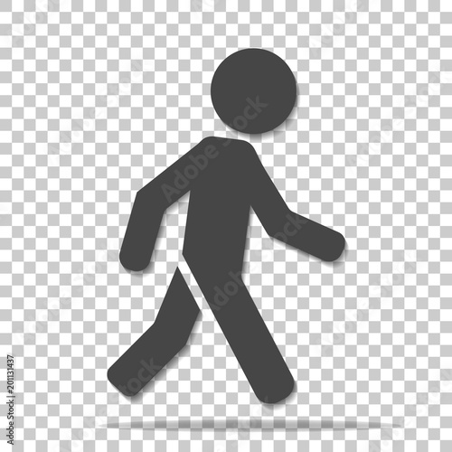 Vector icon of a walking pedestrian. Illustration of a walking man on a transparent  background
