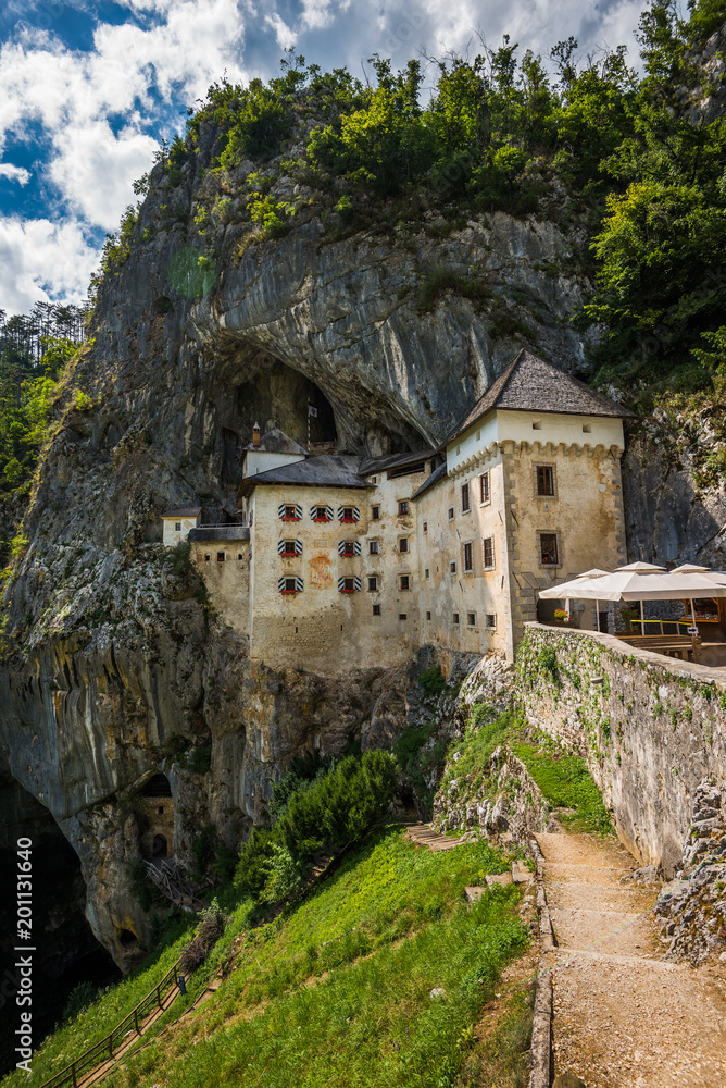 Renaissance Castle Built Inside Rocky Mountain in Predjama, Slovenia. Famous Tourist Place in Europe.