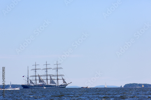 Large sail ship at horizon photo