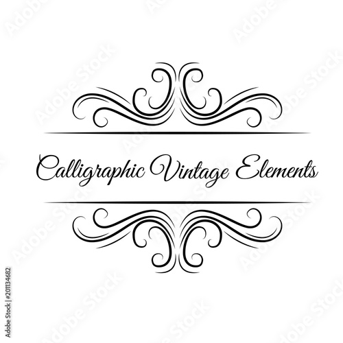 Calligraphic elements. Ornament, swirls, filigree elements. Wedding cards, invitations, save the date, Christmas. Vector.