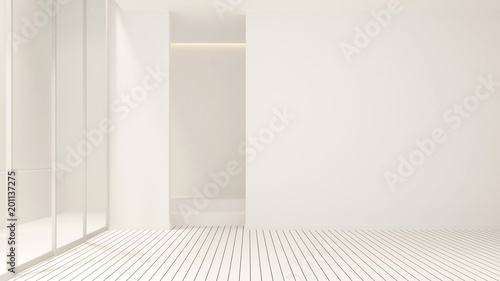 Empty room design for artwork - White room empty interior simple design - 3D Rendering