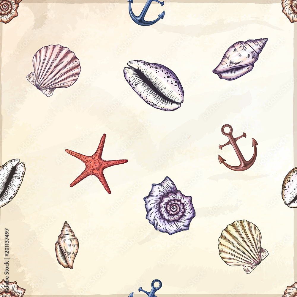 Hand drawn marine background. Hand drawn marine background.