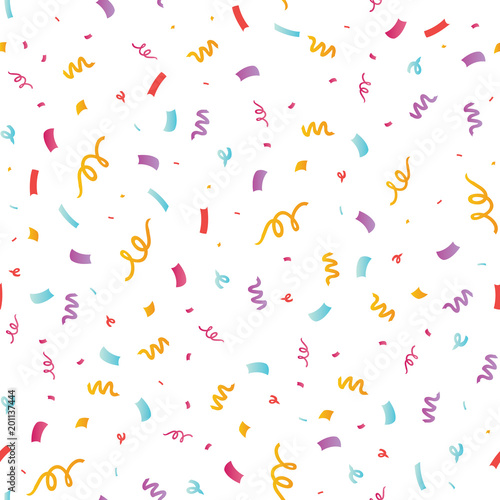 Fun confetti seamless repeat pattern. Great for a birthday party or an event celebration invitation or decor. Surface pattern design.