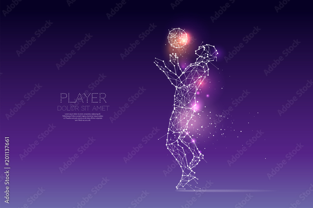 The particles and line dot of football player motion