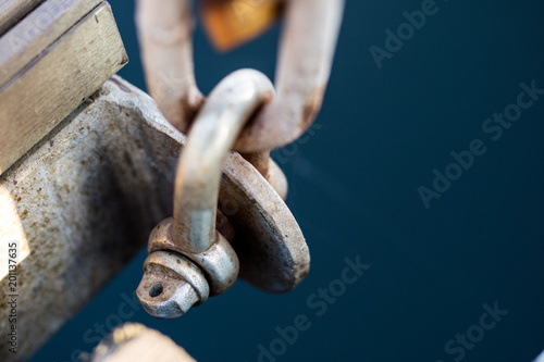 Steel construction used at bridges. Szekla and the chain maintaining the gangway in the marina.