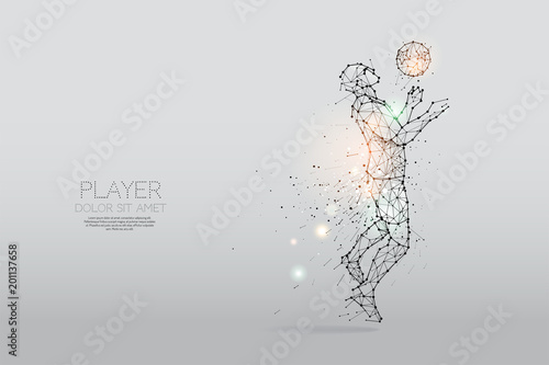 The particles and line dot of football player motion