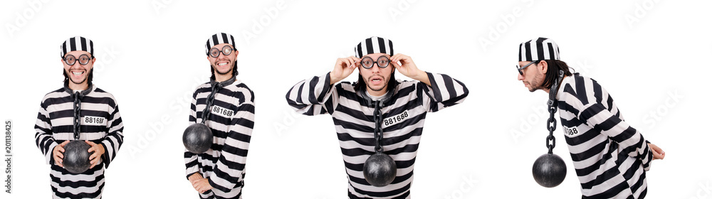 Prison inmate isolated on the white background Prison inmate isolated on the white background