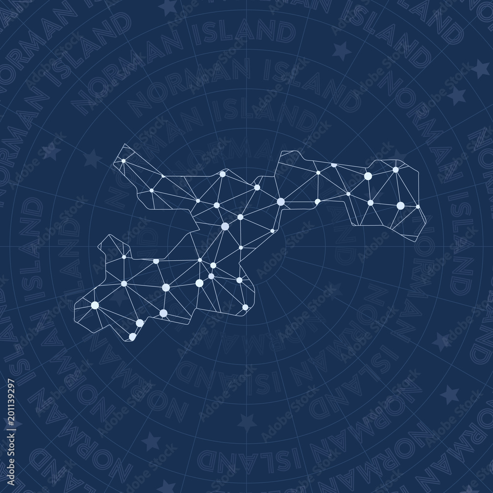 Norman Island network, constellation style island map. Eminent space style,  modern design. Norman Island network map for infographics or presentation.  Stock Vector | Adobe Stock
