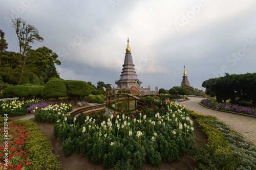 Pagoda on the top of Doi Inthanon Chiang Mai  Thailand.