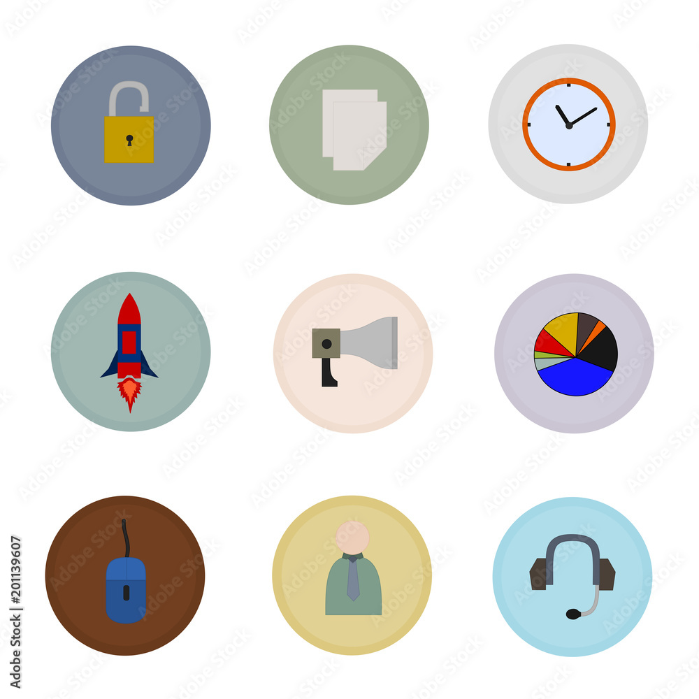 Vector business flat icon set on white background Vector business flat icon set on white background